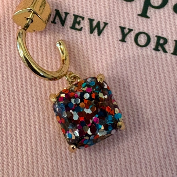 Kate Spade Gold Earrings with Multicolor Sparkle NWOT!! - Picture 2 of 4